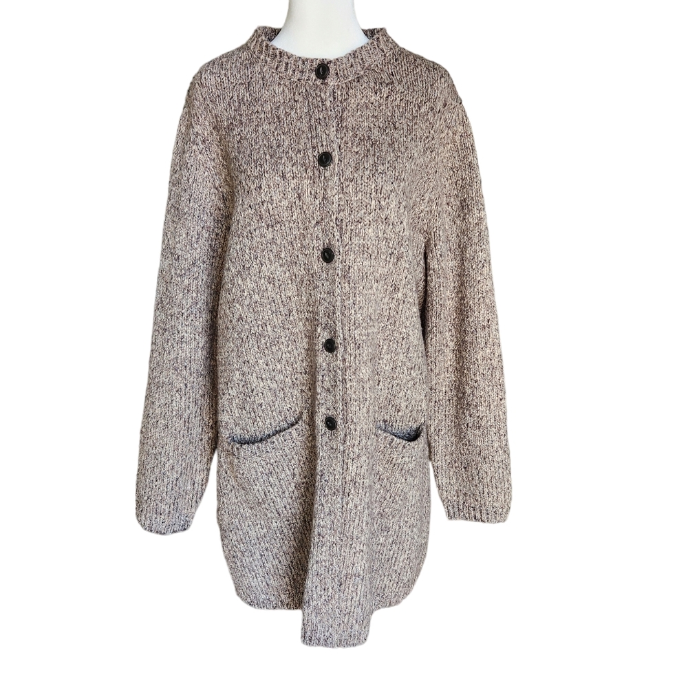 J.Jill Faux Fur Sweater Brown Marled Long Large